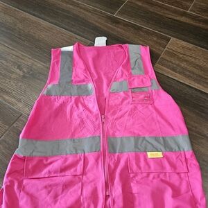 Pink Safety Vest with Reflective Stripes